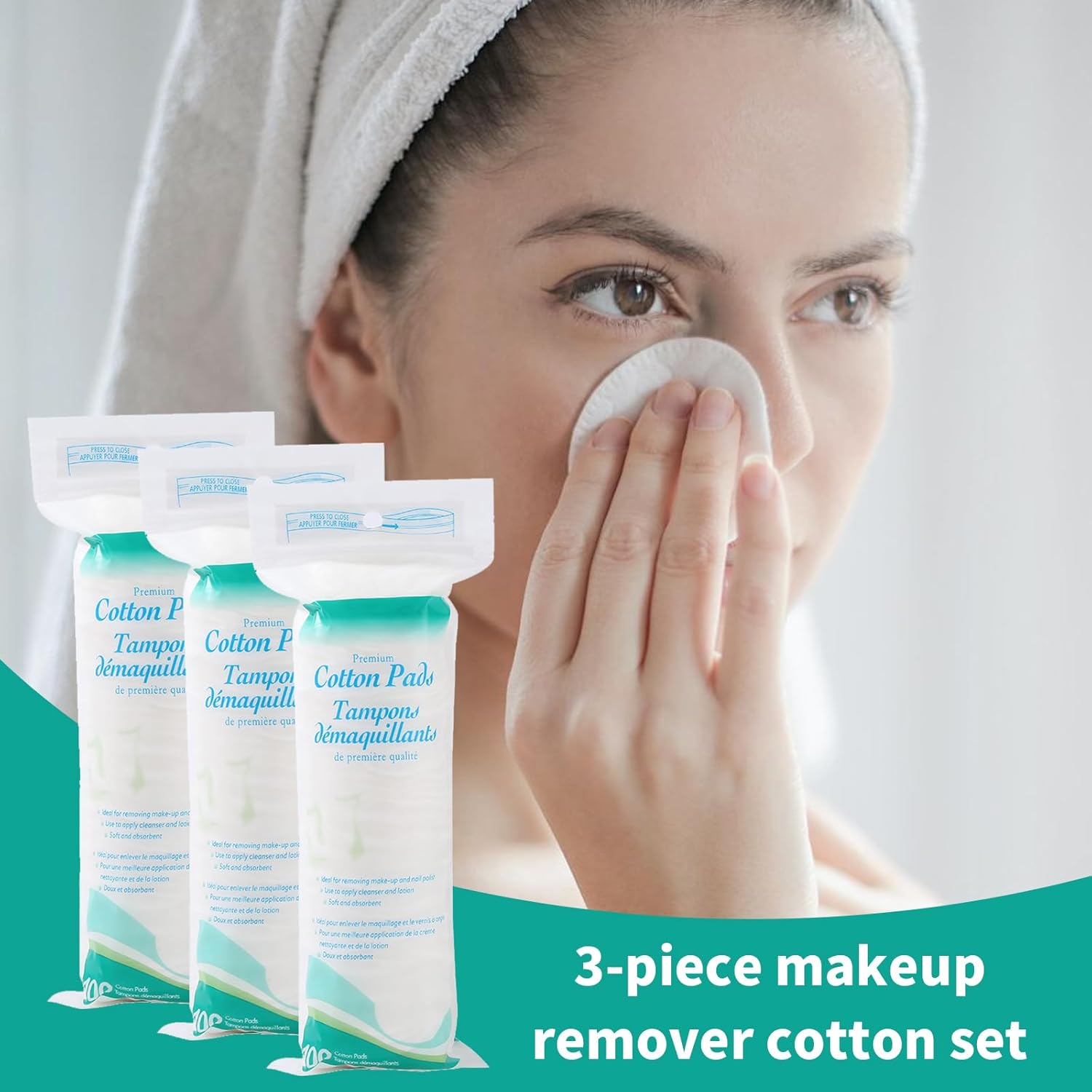 YSHIGUING 300 Count Premium Cotton Rounds for Face,Makeup Remover Pads,Hypoallergenic, Lint-Free,100% Pure Cotton Pure & Natural Facial Cleansing round Pads for Face Cleasing, Facial Toner & Nail Polish Remover image number 4