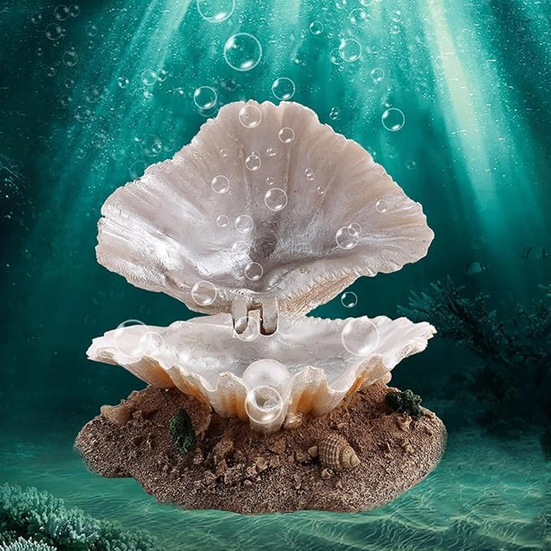 Ksngtixe 1 Pcs Shell Pearl Bubble Decor for Aquarium - Resin Coral Reef Ornament with Hiding Caves, Safe Shelter for Fish & Shrimp Breeding, Fish Tank Decoration image number 6