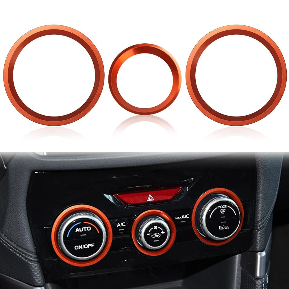 Auovo AC Climate Control Knob Outer Ring Covers Accessories for Forester 2019-2022 Crosstrek 2018-2022 Impreza 2017-2022 Interior for Car Air Condition Switch Volume Control Trim (Orange) image number 2