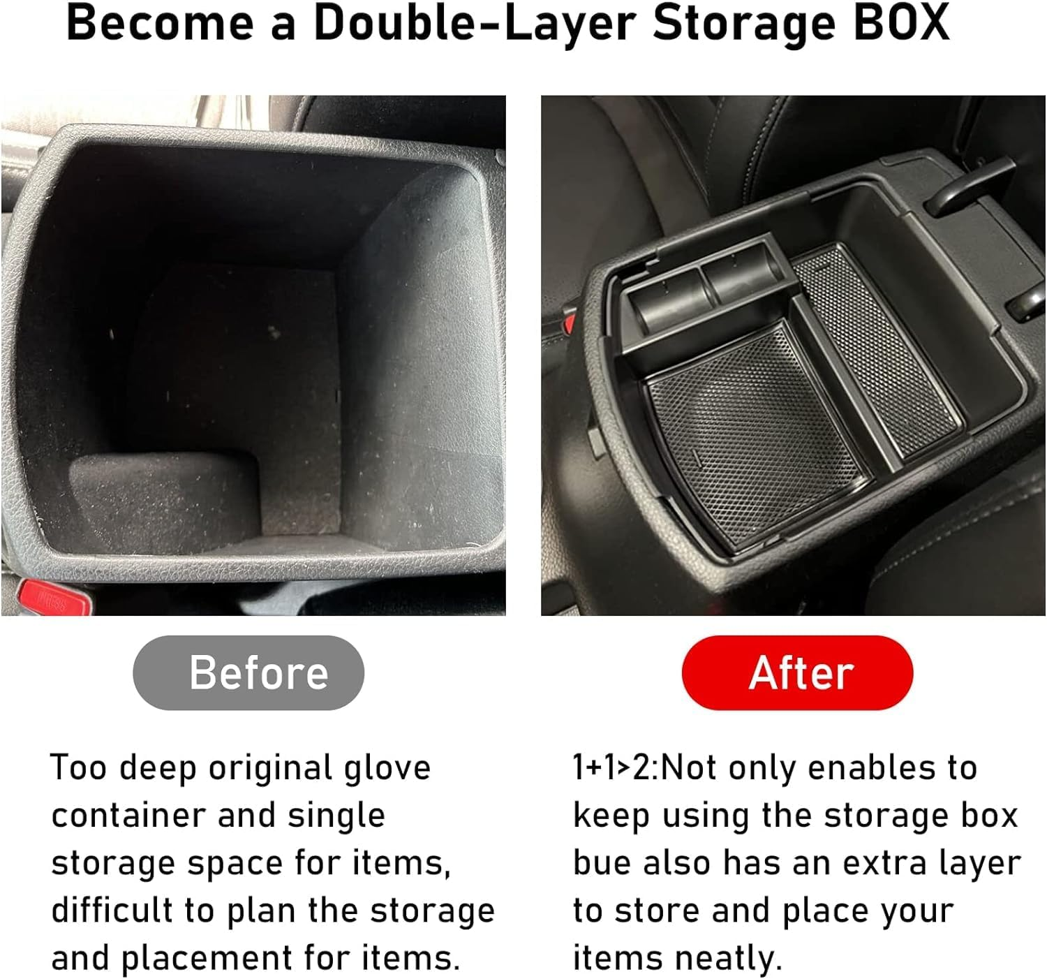 Center Console Organizer Tray Fit for 2020 2021 2022 2023 2024 Kia Seltos Insert Tray Armrest Box Secondary Storage Box Coin and Sunglasses Holder, ABS Materials image number 3