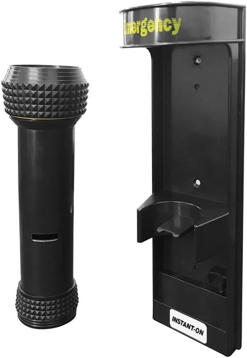 Dolphy Wall Mounted Hotel Emergency Torch &ndash; Black Aluminium Alloy, LED Light with Auto On/Off, Energy Saving, Anti-Theft Design, Ideal for Hotels, Offices & Home