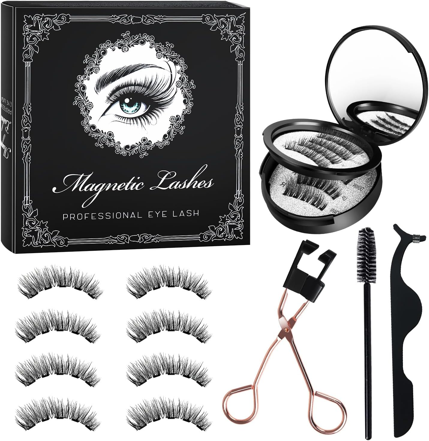 Magnetic Eyelashes, Magnetic Eyelashes with Applicator, Magic Eyelashes, Magnetic, Reusable, Best Magnetic Eyelash Set, No Glue, with Applicator (4) image number 1