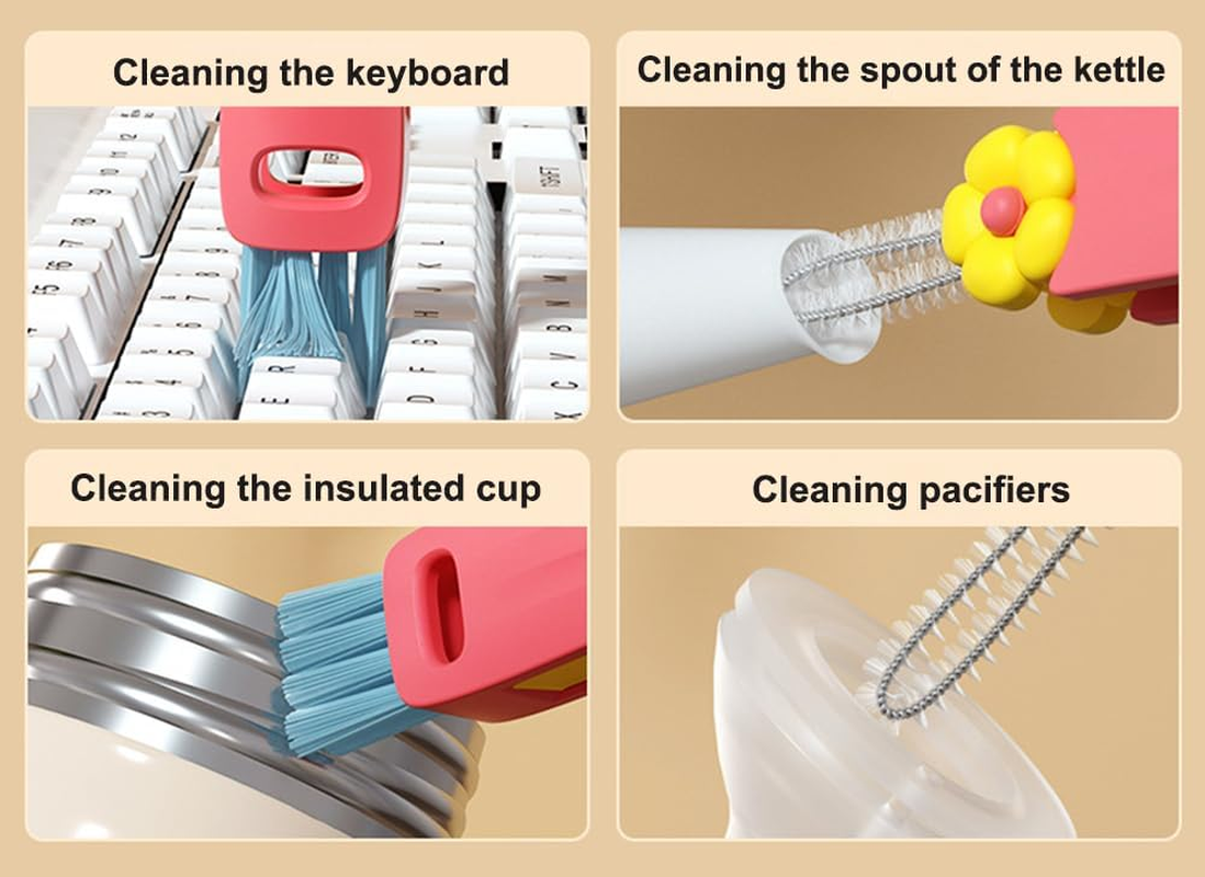 3 in 1 Cup Lid Cleaning Brush, 2024 New Crevice Brush for Bottle Gap Tight Spaces, Multifunctional Portable Cleaner with Brush image number 1