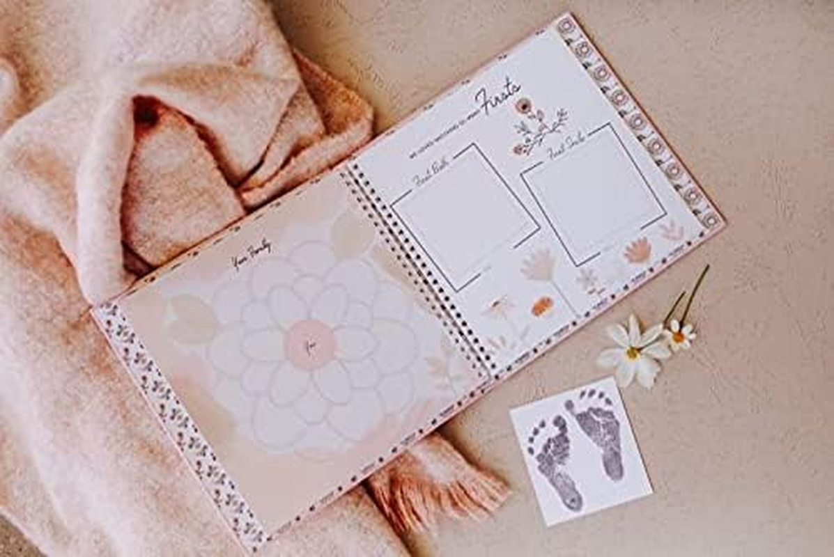 Lucy Darling Baby Memory Book &ndash; Wildflower Meadow | Floral Baby Girl First Year Journal & Photo Album | Luxury Keepsake Book for Milestones & Memories | Elegant Gift
