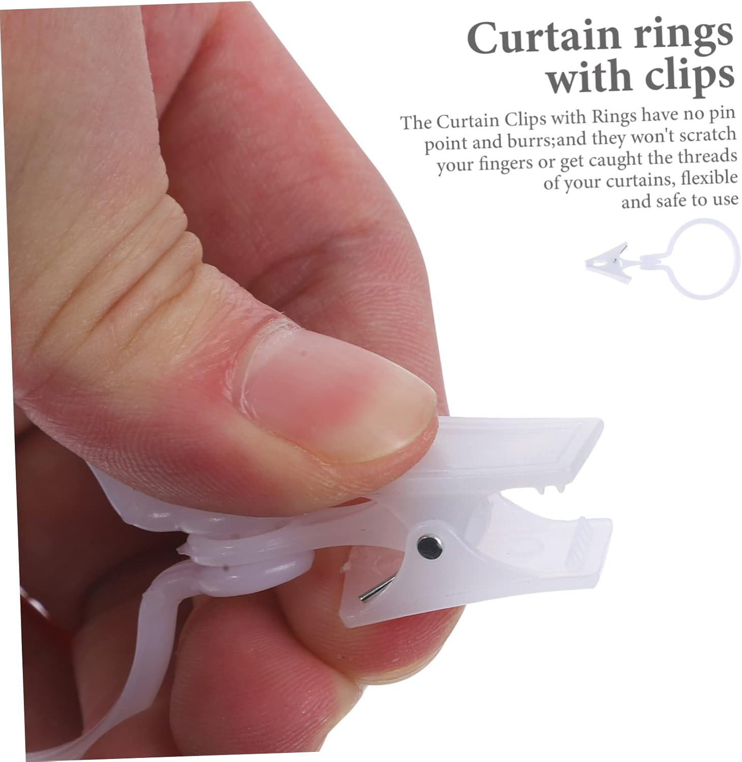 80Pcs White Curtain Rings Clips Adjustable Shower Curtain Rings Sturdy Window Drapery Clips Household Rod Accessories for Bathroom and Home Use image number 3