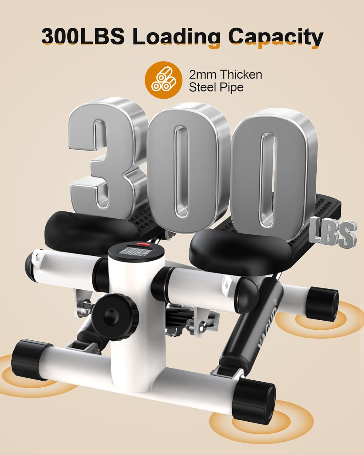 Yagud Steppers for Exercise at Home, Mini Stair Stepper with Resistance Bands, Portable under Desk Stepper Workout Step Machine 300 Lbs Weight Capacity image number 2