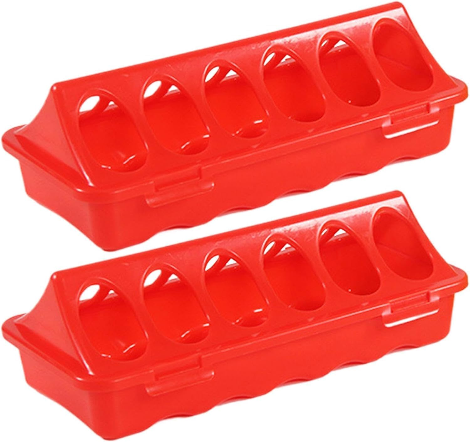 WADY Chick Feeder Waterer, Chicken Feeder, Quail Water Feeder, 6 Slots Duckling Feeder, Bird Feeding Dispenser for Pigeon Parrots Chicks Quail Duck Bird Poultry Animal, Chick Feeder Trough