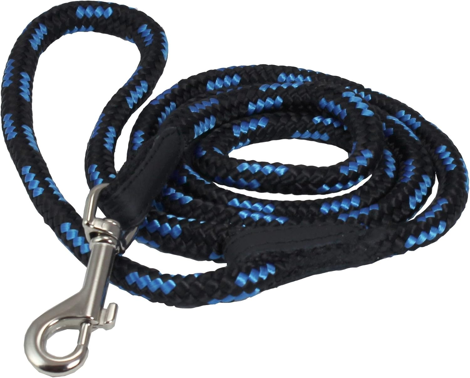 Dogs My Love 6Ft Long Braided Rope Dog Leash Blue with Black 6 Sizes (Medium: 6Ft Long; 3/8" Diam (10Mm)) image number 1