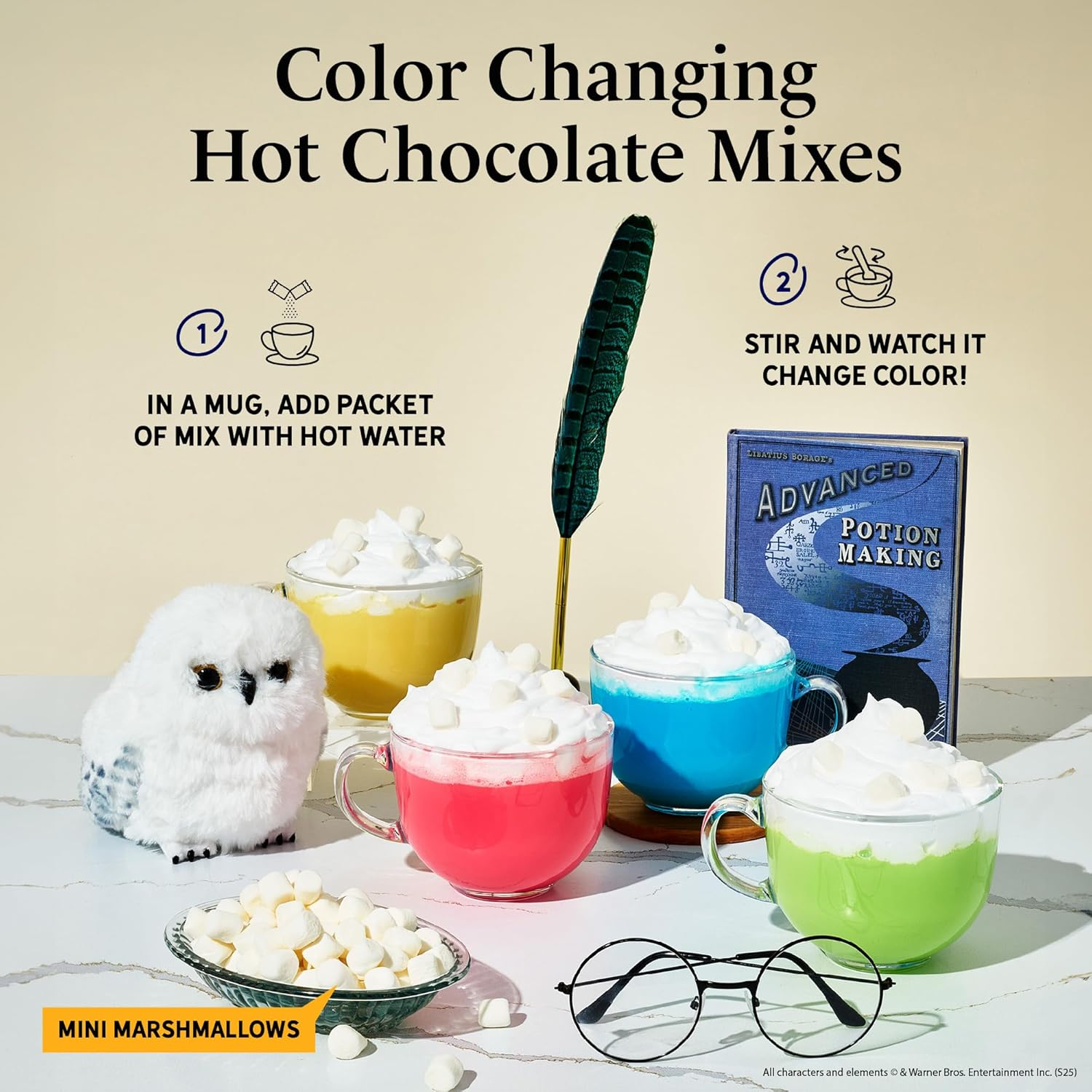 HARRY POTTER 12 Days of Hot Chocolate, Includes 12 Color-Changing Hot Chocolate Mixes in 4 Colors and 1 Stir Wand, Officially Licensed image number 4