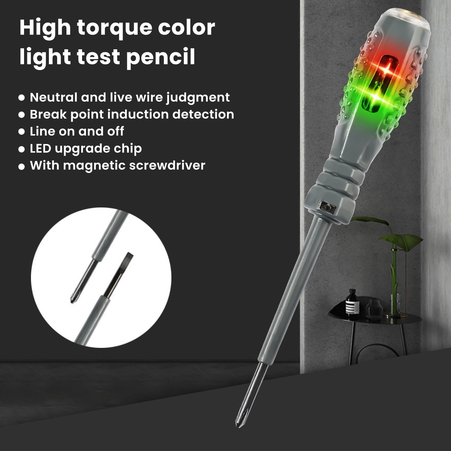 2Pcs Electrical Circuit Tester Pens - 2-In-1 High Torque Strong Magnetic Screwdriver Electricity Detector, Magnetic Screwdriver Heads, Portable Voltage Tester Screwdriver Set image number 3