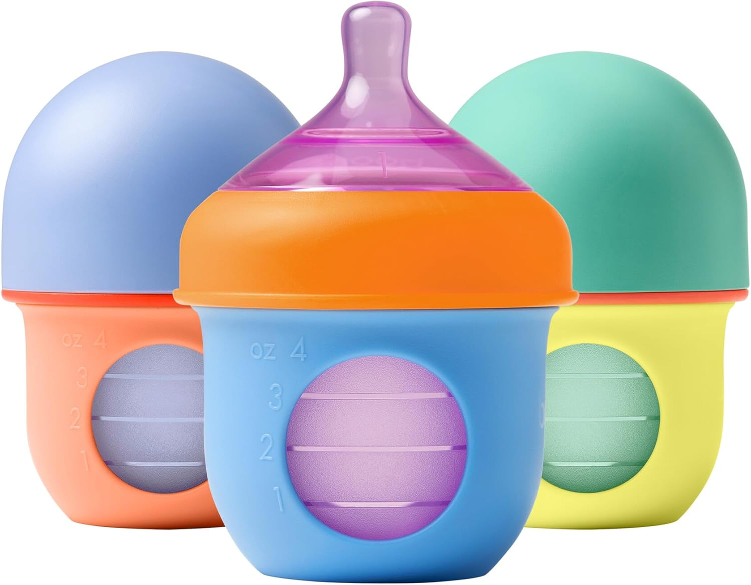 Boon Nursh Silicone Pouch Baby Bottles, 4 Oz Capacity, Color Block (Pack of 3) image number 5