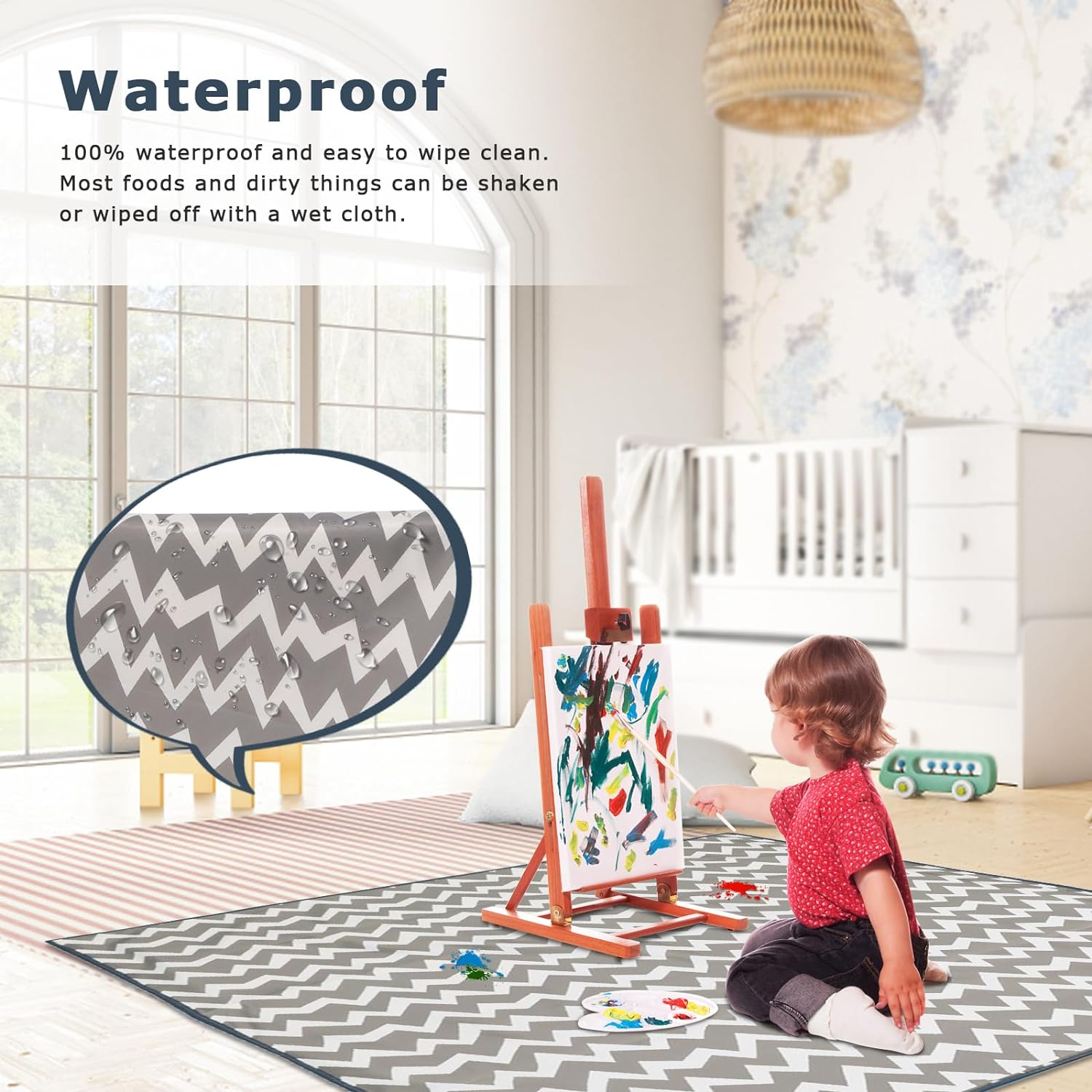 Highchair Floor Mat, Baby Splat Mat for under High Chair/Arts/Crafts, Anti-Slip Waterproof Splash Mat, Washable Portable Picnic Floor Cloth for Baby Feeding Table