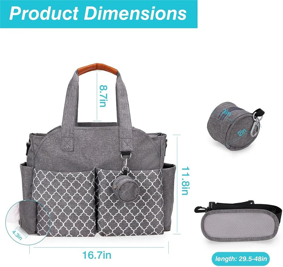 Diaper Bag Tote, Large Baby Changing Bag for Mom, Shoulder Mommy Bag with Pacifier Holder Case and Changing Pad, Baby Multi-Functional Travel Tote Diaper Bag with Adjustable Shoulder Strap, Grey image number 1