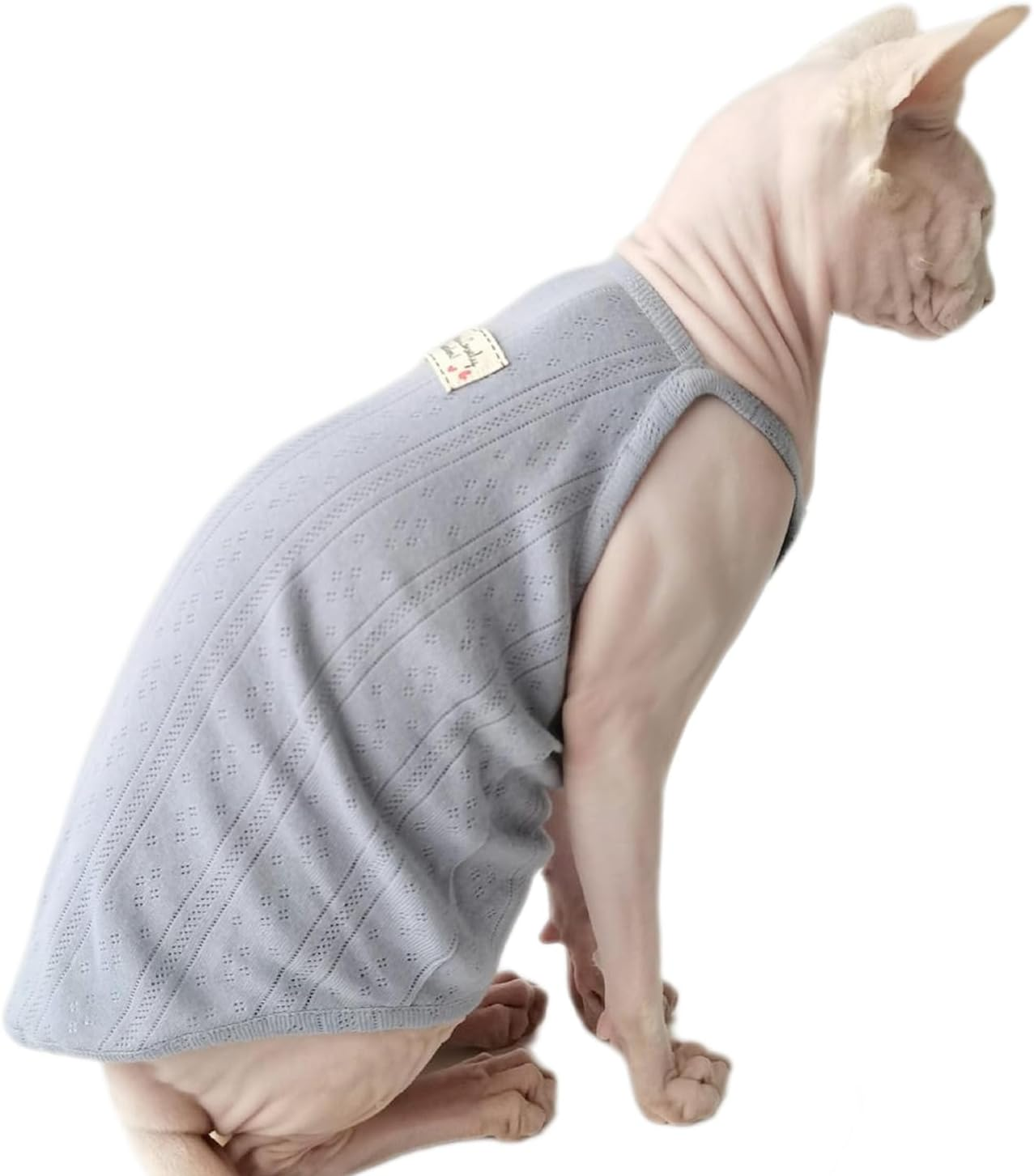 UOSIA Sphynx Cat Clothes Breathable Hairless Cat Shirts Cotton Soft Kitten T-Shirts Sleeveless Pullover Cat Vest Comfortable Cat Pajamas for Male Cats