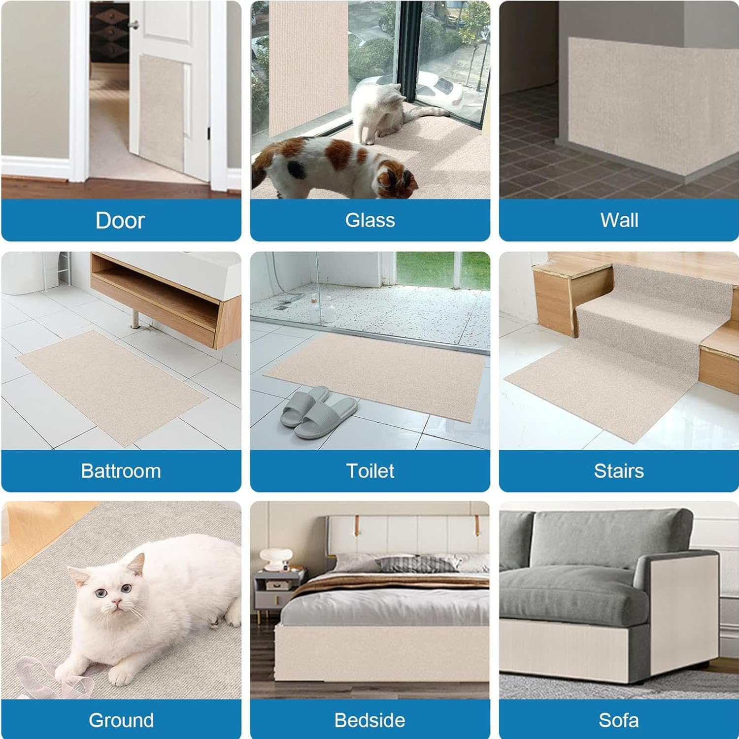 Cat Couch Protector, 200&times;40Cm DIY Self Adhesive Cat Scratching Mat, Sofa Protection anti Claws Corner Wall Scratcher Post Sisal Scratching Mat for Cat Tree Shelves Post Wall (Beige) image number 1