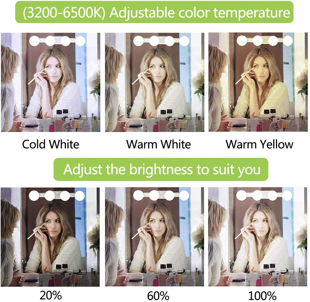 Makeup Lights Cordless Portable, LED Vanity Mirror Light Kit Hollywood Style USB Rechargeable, 4 Dimmable Bulbs Multifunction Fill Lights Battery Powered for Dressing Table Bathroom (No Mirror) image number 1