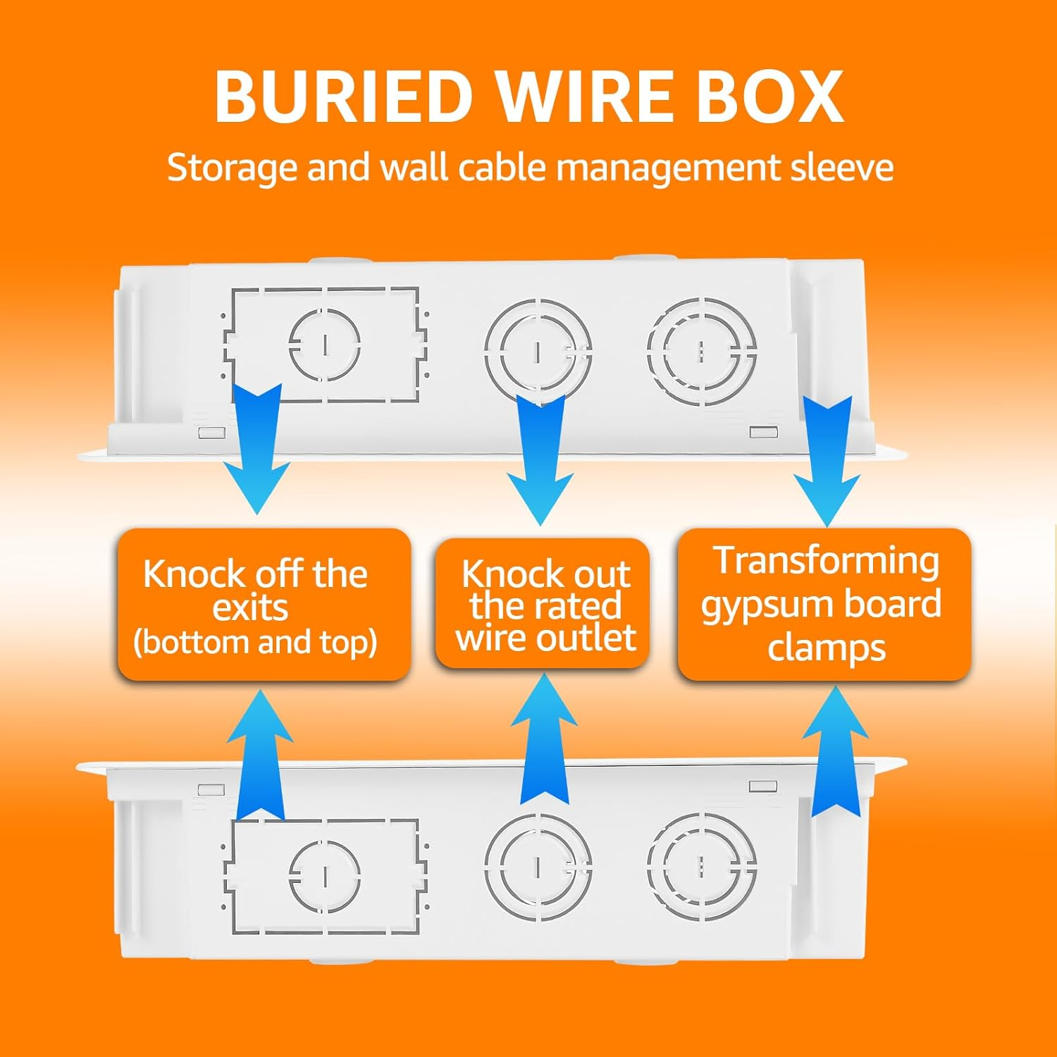 In Wall TV Media Box 9 Inch Recessed Media Box Cable Management Kit Organize Streaming Device Easy Installation for Wall..(White) image number 1