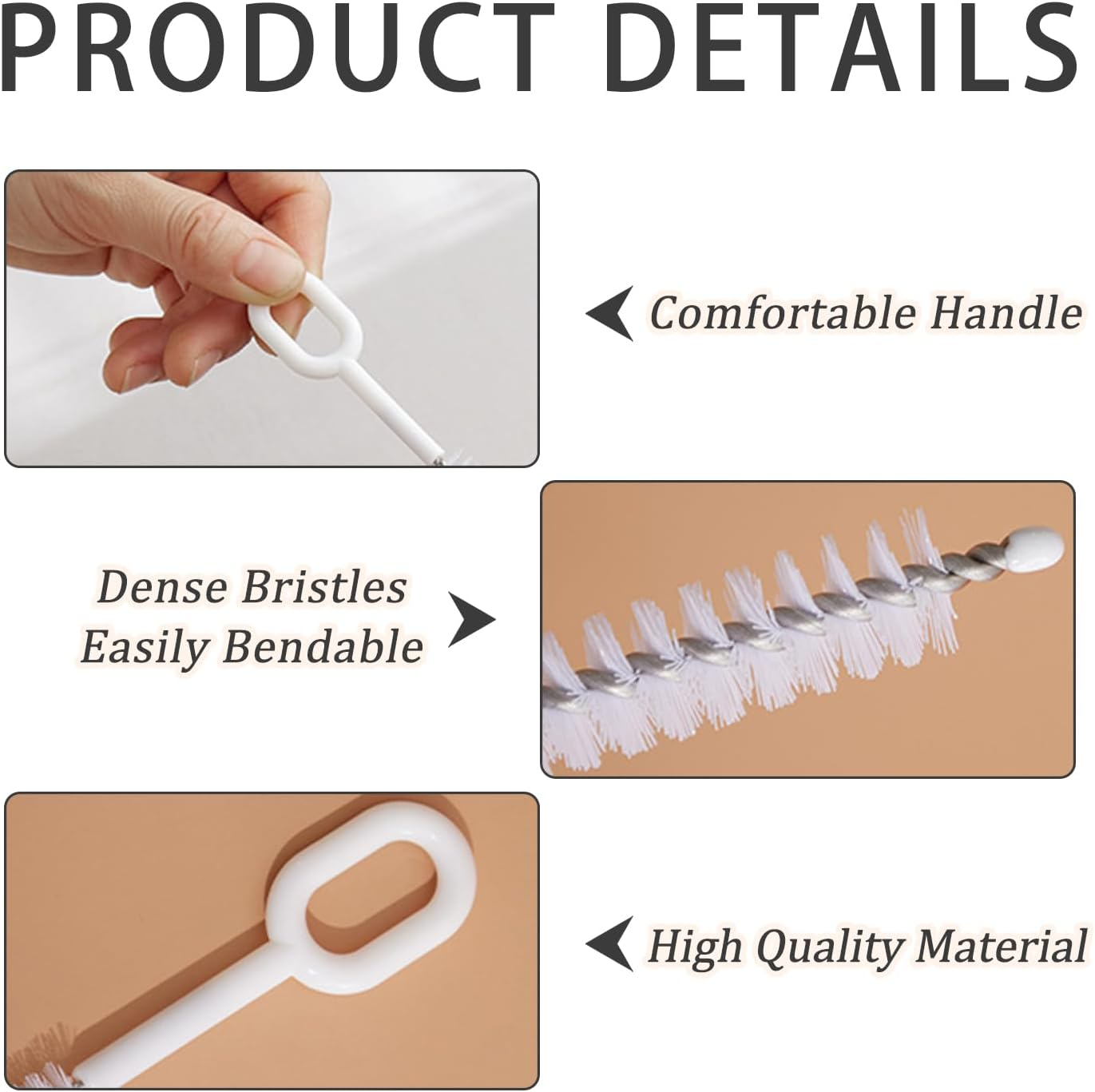 SYEYCW Straw Cleaning Brush Set Extra Long Straws Cleaning Tool 6Mm 8Mm 10Mm 12Mm Reusable Straw Brush for Straws Bendable Crevice Tool for Water Bottles image number 5