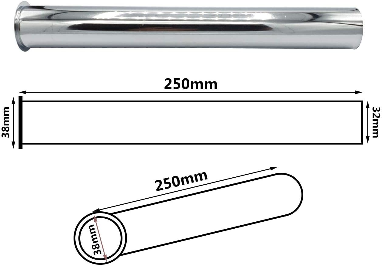 Straight Pipe with Collar 32Mm Drain Waste Trap Chrome Replacement 250Mm Long
