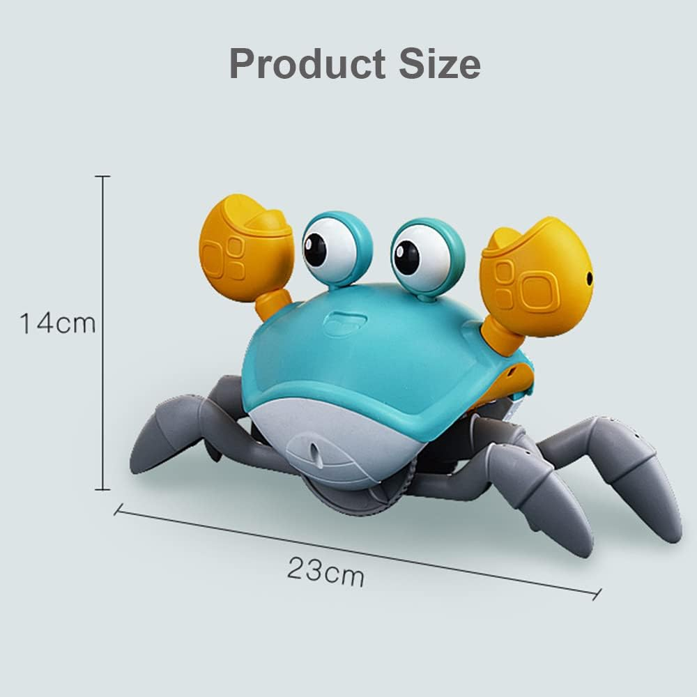 Eacam Crawling Crab Toy with Music & Light, Tummy Time Toys for Babies, Interactive Musical Toy for Toddlers, Automatically Avoid Obstacles, USB Rechargeable - Blue Green image number 5
