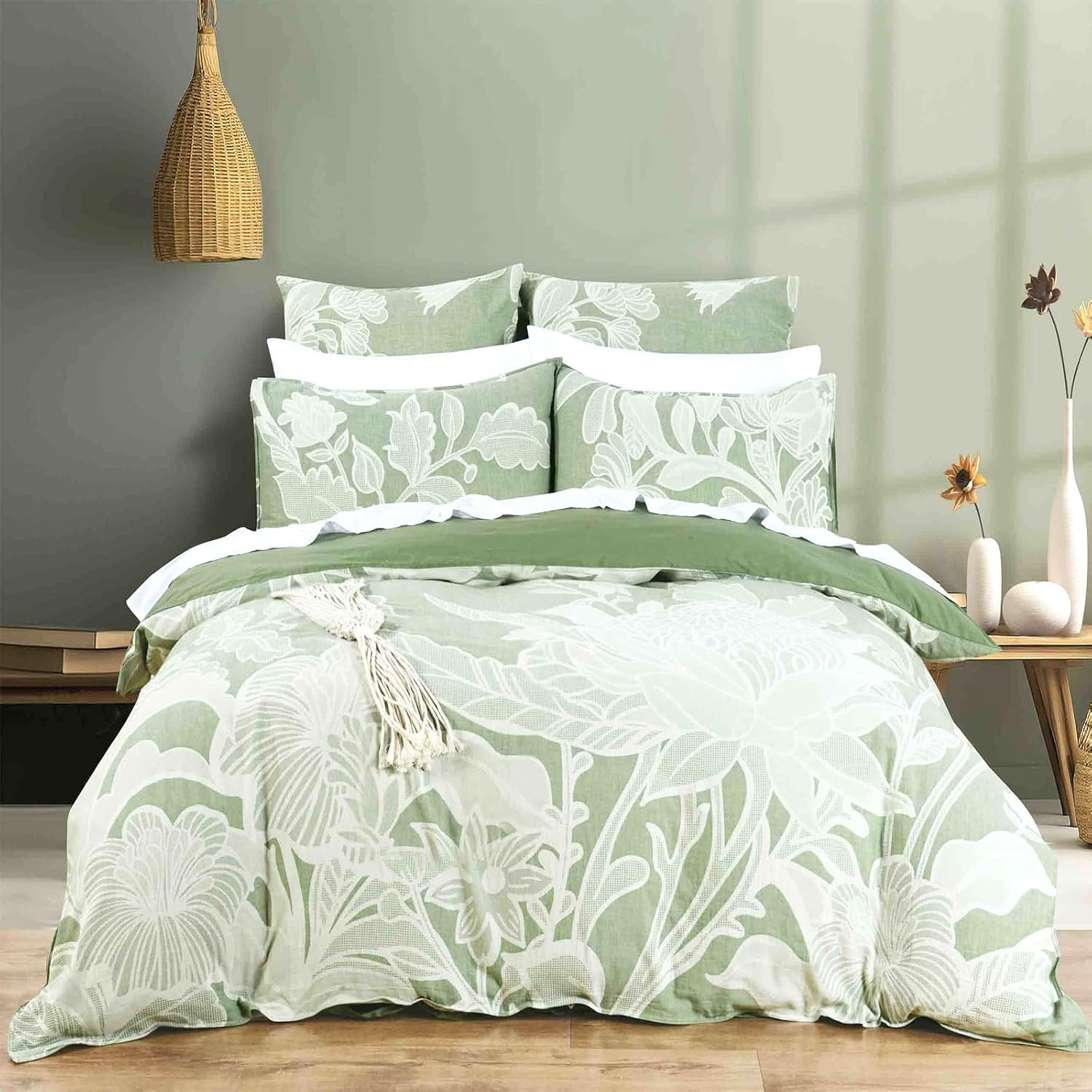 Renee Taylor Bentley Cotton Jacquard Quilt Cover Set, Double, Nude