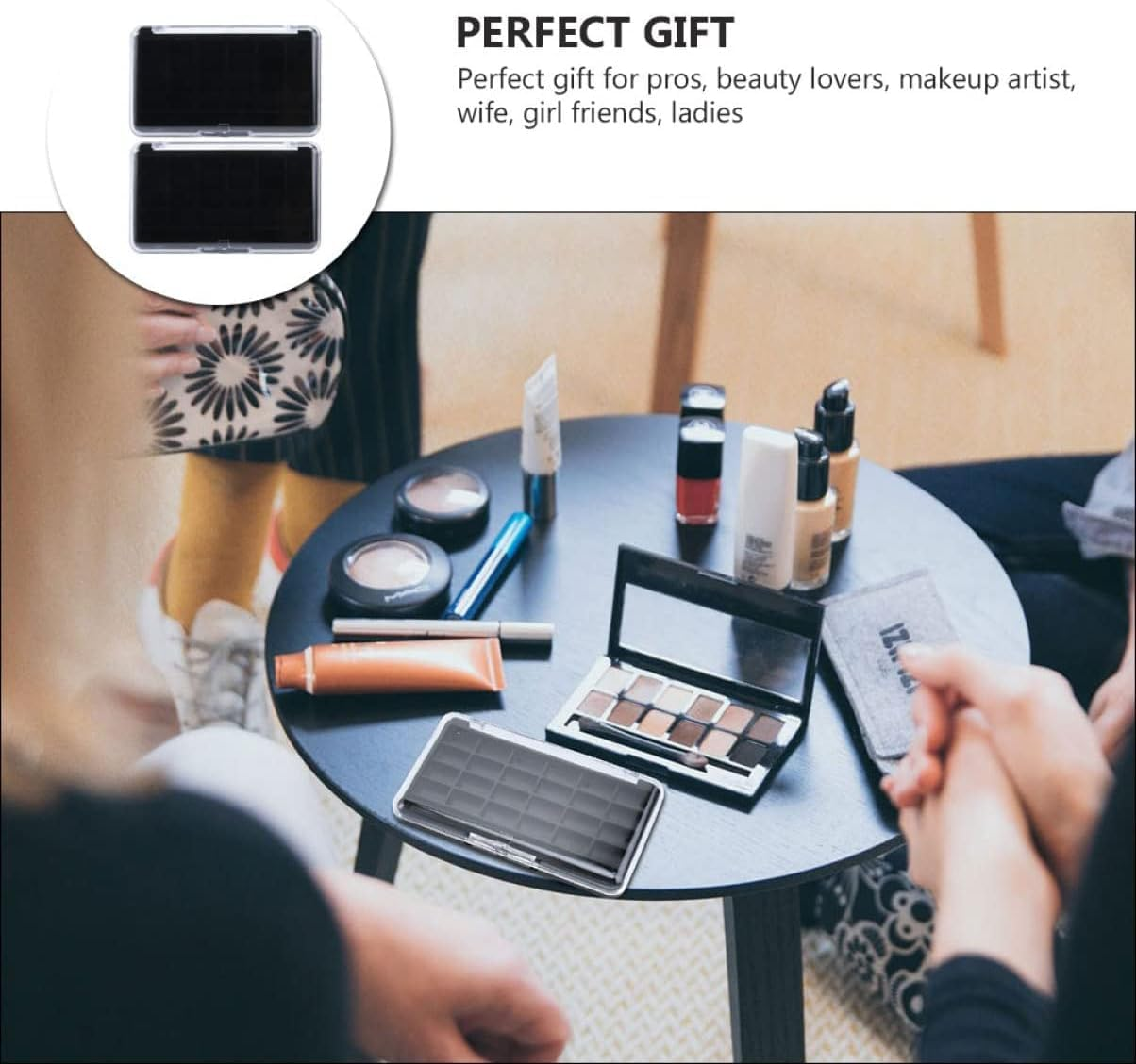 24 Grids Empty Makeup Palette Case, 4Pack 24 Grids Empty Eye Shadow Box,Empty Makeup Lipstick Cosmetics Blusher Palette Case,Plastic Travel Containers for Eye Shadow, Lipstick, Blusher