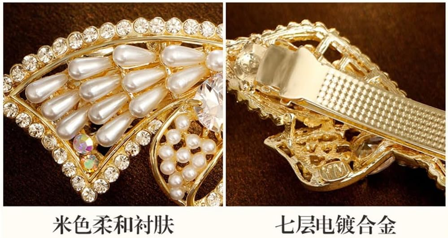 Crystal Hair Accessories,Clips Hairpins,Clip Plate,Hairpin Hair Accessories Head Trim Clip Spring Clip Handmade Non-Slip Orange Town Girl (Color : A, Size : 6.6 * 3.4Cm) image number 5