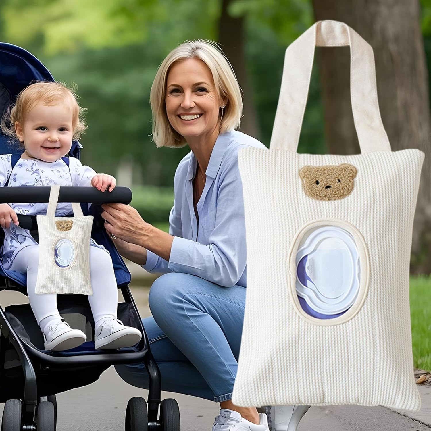 Wipes Dispenser,Portable Wet Tissue Storage Bag | Hangable Portable Container Bag for Home Travel Kitchen Organizing Bathroom Storage Wall image number 6