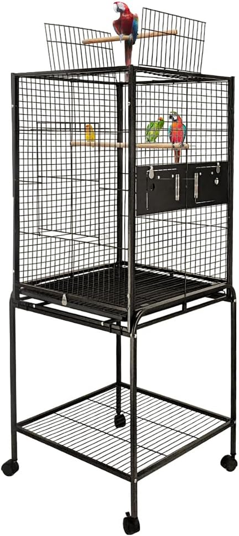 Taily Bird Cage Stand-Alone Aviary 145Cm Large Bird Cages Travel Stand Budgie Parrot Birdcage with Removable Tray Black image number 2