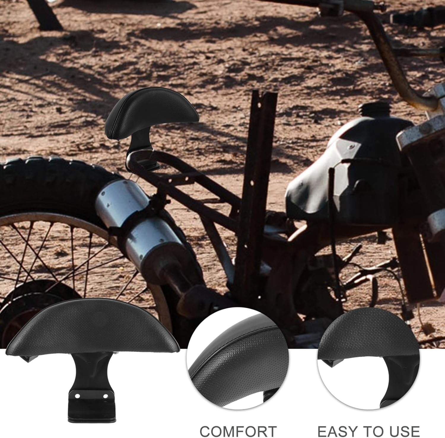 TOPPERFUN Backrest Universal Bike Back Rest for Electric Bicycles Safety Rear Rest Pad Black image number 3