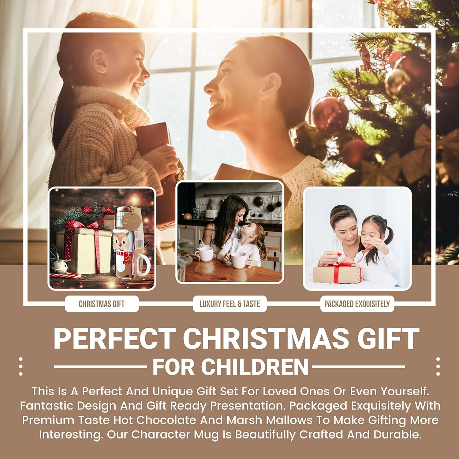 Hot Chocolate Gift Set with Mug, Socks and Candy Cane - Reindeer Set for Kids, Mini Cocoa Cups (With Socks) image number 5