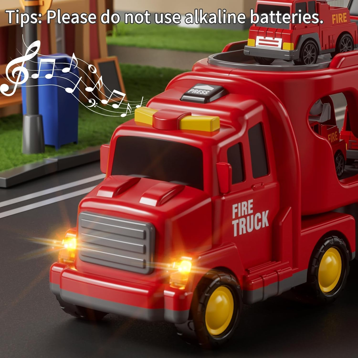 JUKUDAHU 5-In-1 Fire Trucks Car Toys for Kids 2 3 4 5 6 7 Years Old - Transport Vehicle Carrier Truck for Toddlers 3-5 Year Old, Boy Trucks Play Sets, Kids Gifts Toys for Boys Girls Aged 4-6 5-7 image number 3