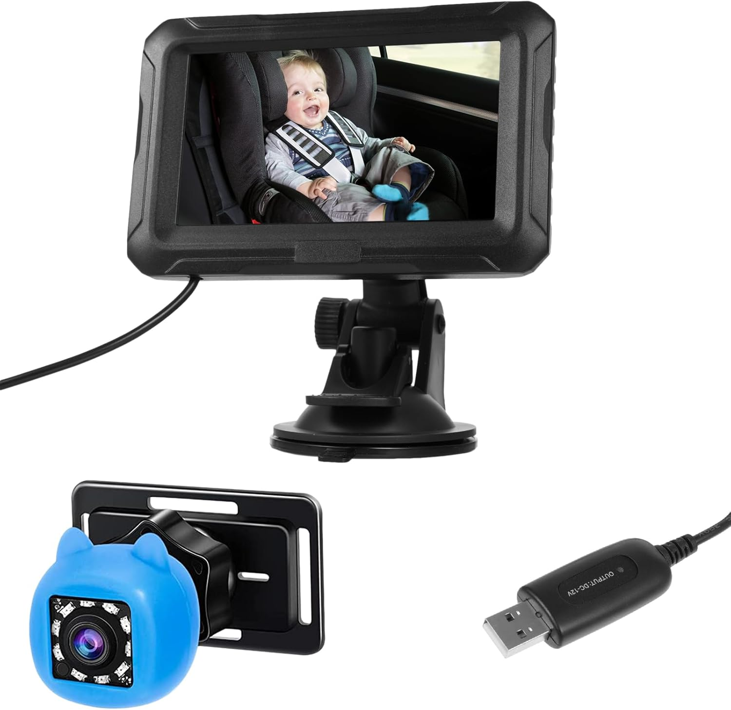 Baby Car Mirror with Camera, 4.3 Inch 1080P HD Screen Baby Monitor with Night Vision and 150&deg; Wide Viewing Angle, for Infants Kids Pets in Rear Facing Car image number 4