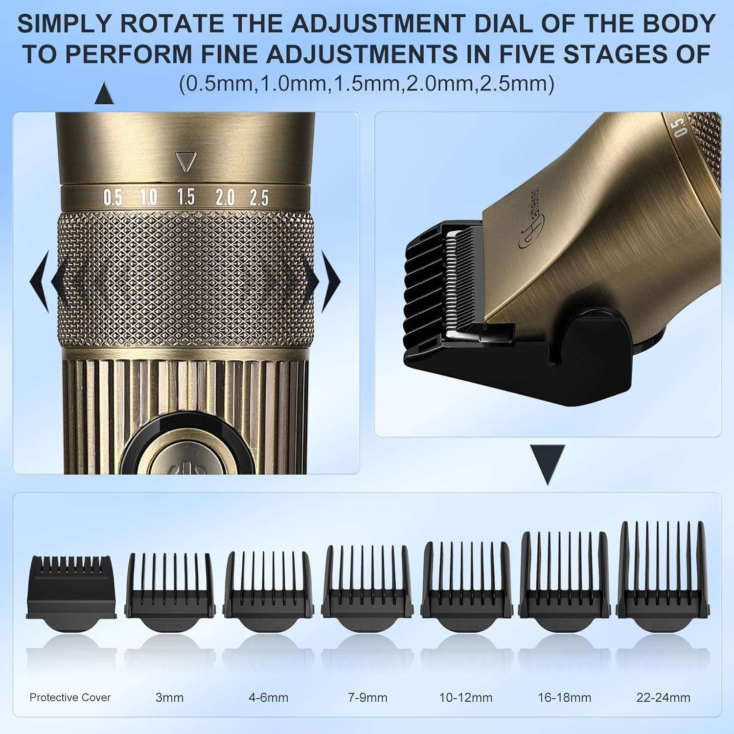 Hatteker Men'S Beard Trimmer Professional Cordless Hair Clipper Barber Clipper Shaver Detail Trimmer for Men Waterproof 4 in 1 image number 5