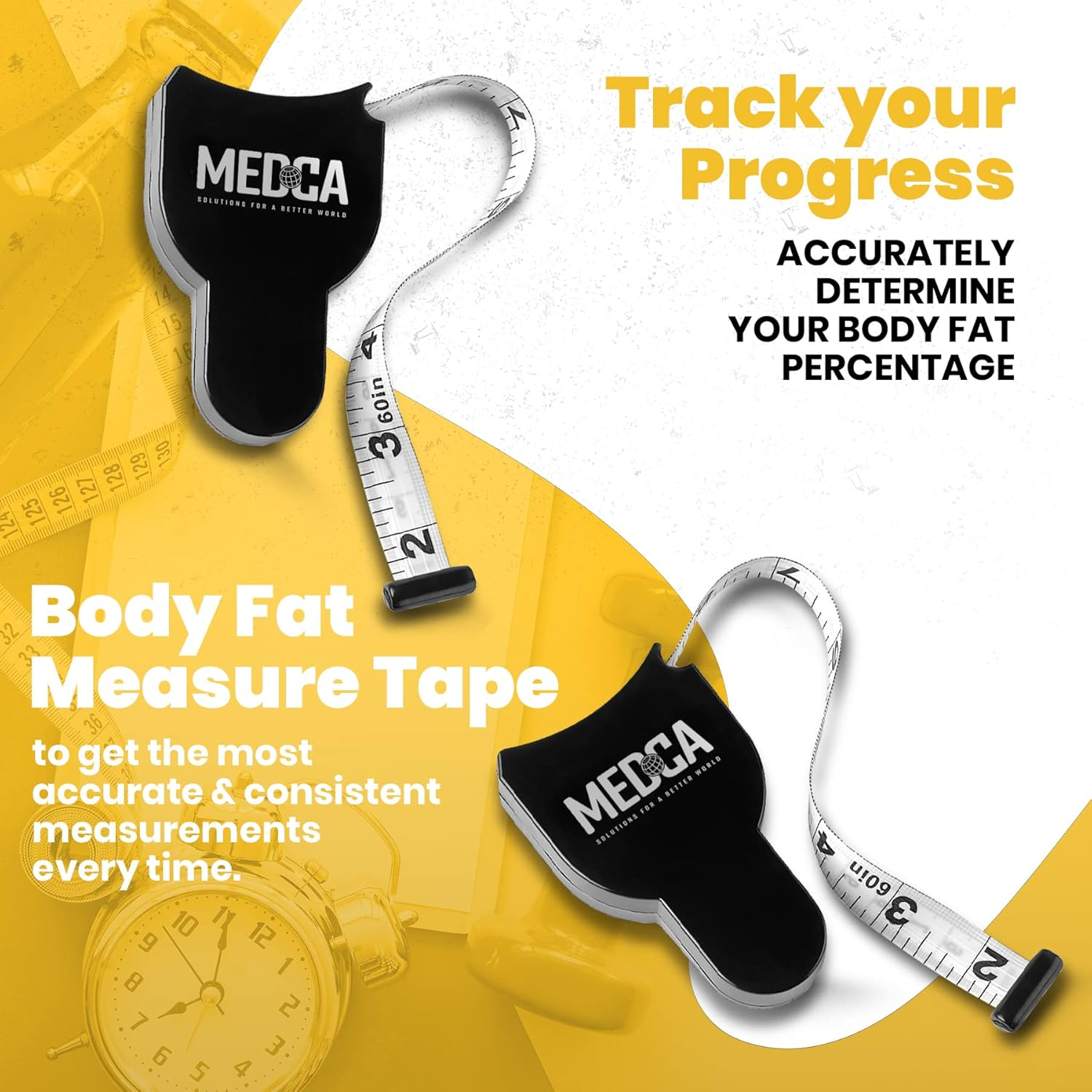 Body Tape Measure - (2 Pack) Measuring Tapes for Body and Fat Weight Monitors, (Inches & Cm) Retractable Tape Measure Ruler for Accurate Body Fat Calculator Helps Calculate Fitness Body Measurements &hellip; image number 1