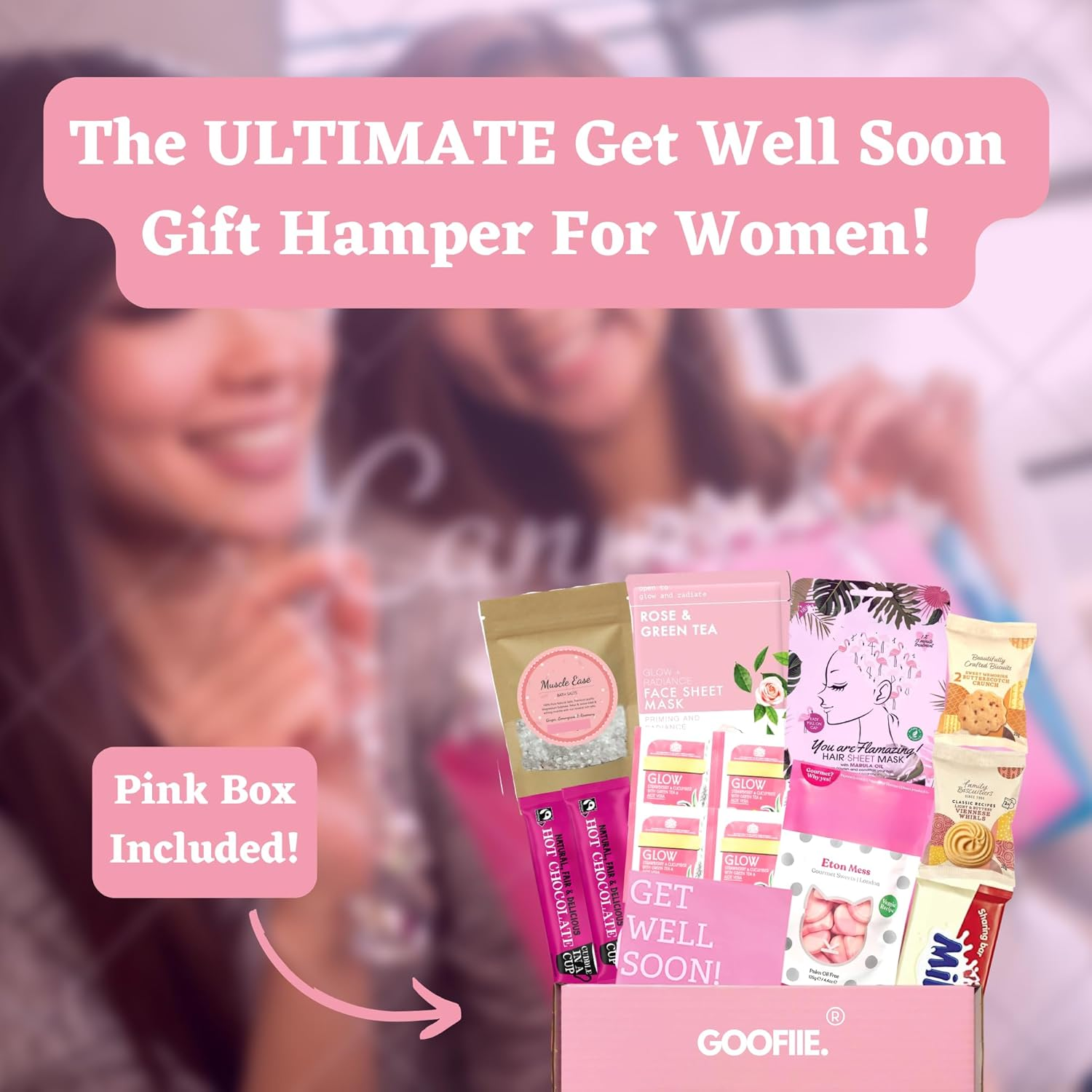 Hug in a Box Care Package for Her Pamper Gift Set for Women with Bath Salts, Masks & Food for a Relaxation Spa Day at Home. image number 5