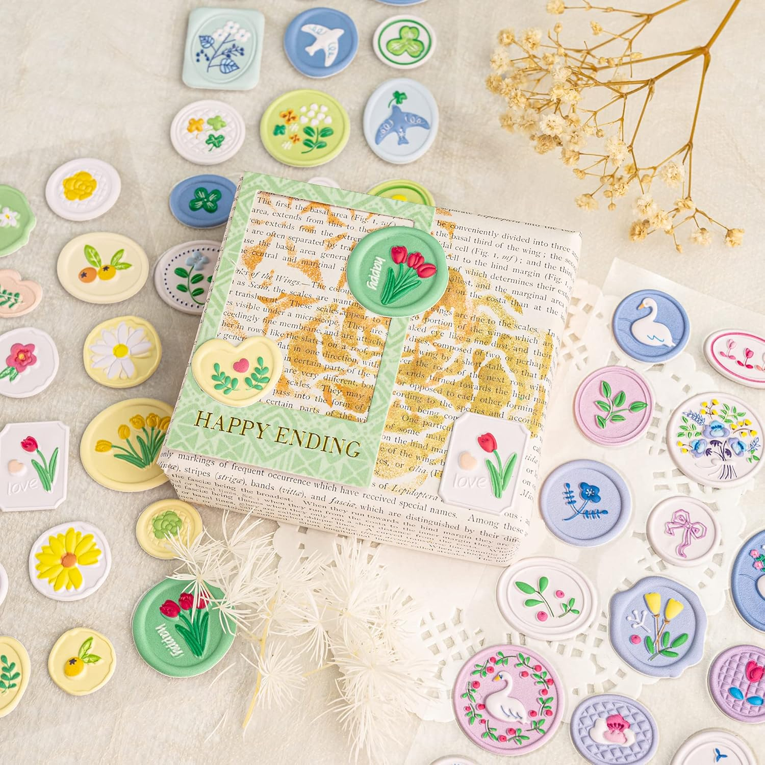 Lily 108 Designs Wax Seal Envelope Seal Embossed Stamp Cute 3D Puffy Deco Foam Adhesive Dot Sticker for Scrapbooking Journal Wrapping Card-Making Crafting image number 4