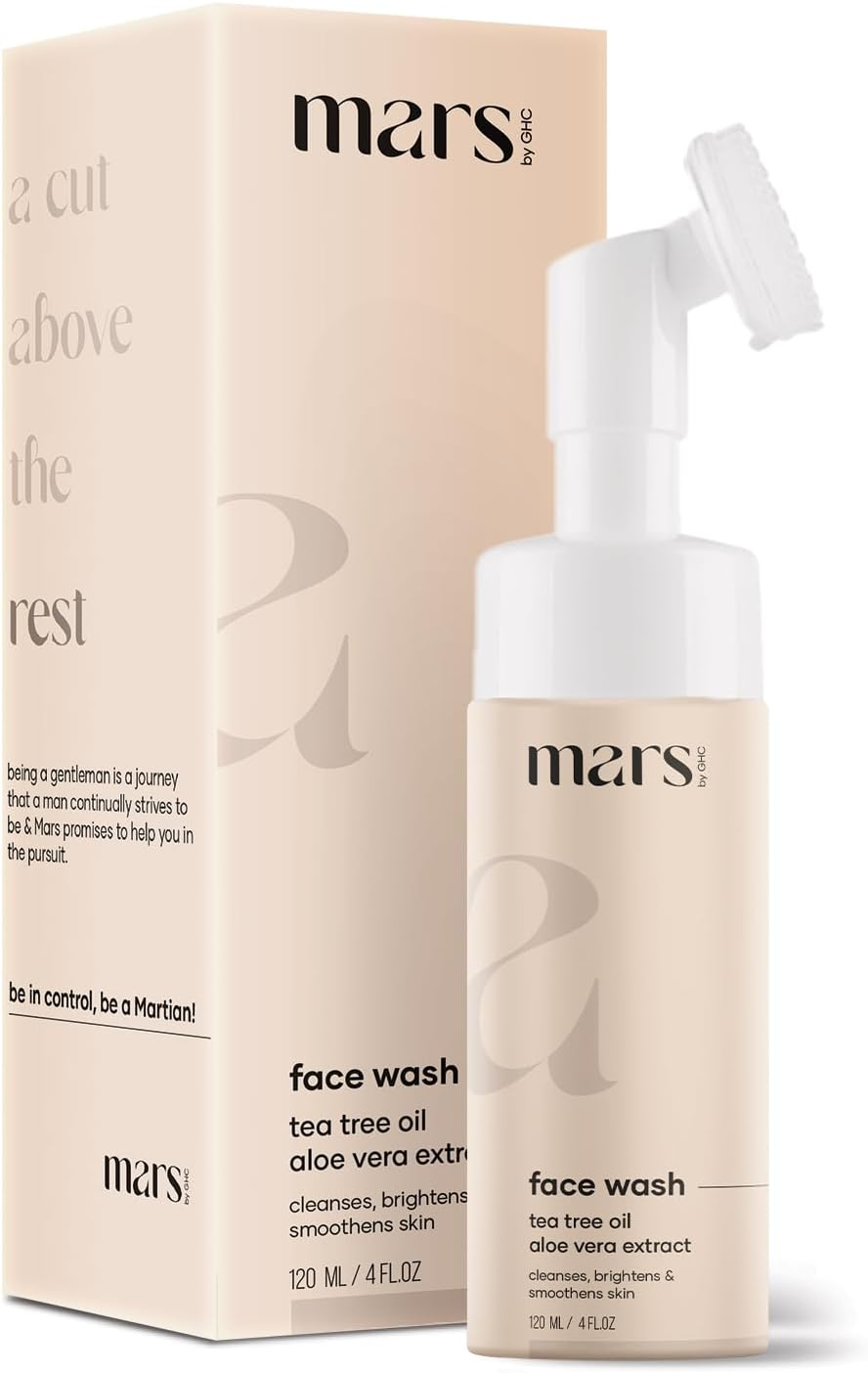 Mars by GHC Tea Tree Foaming Face Wash with Built-In Face Brush, Hydrates Skin, Acne & Oil Control, Deep Cleansing, Nourishing & Moisturising Wash | Chemical Free (120 Ml - Pack of 1) image number 5