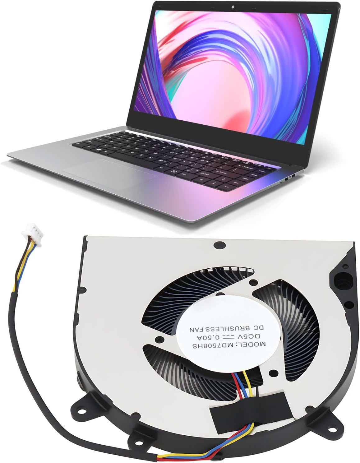 Emagtech Laptop CPU Cooling Fan MD7508HS with 1.25Mm 4Pin Connecter DC5V 0.50A image number 6