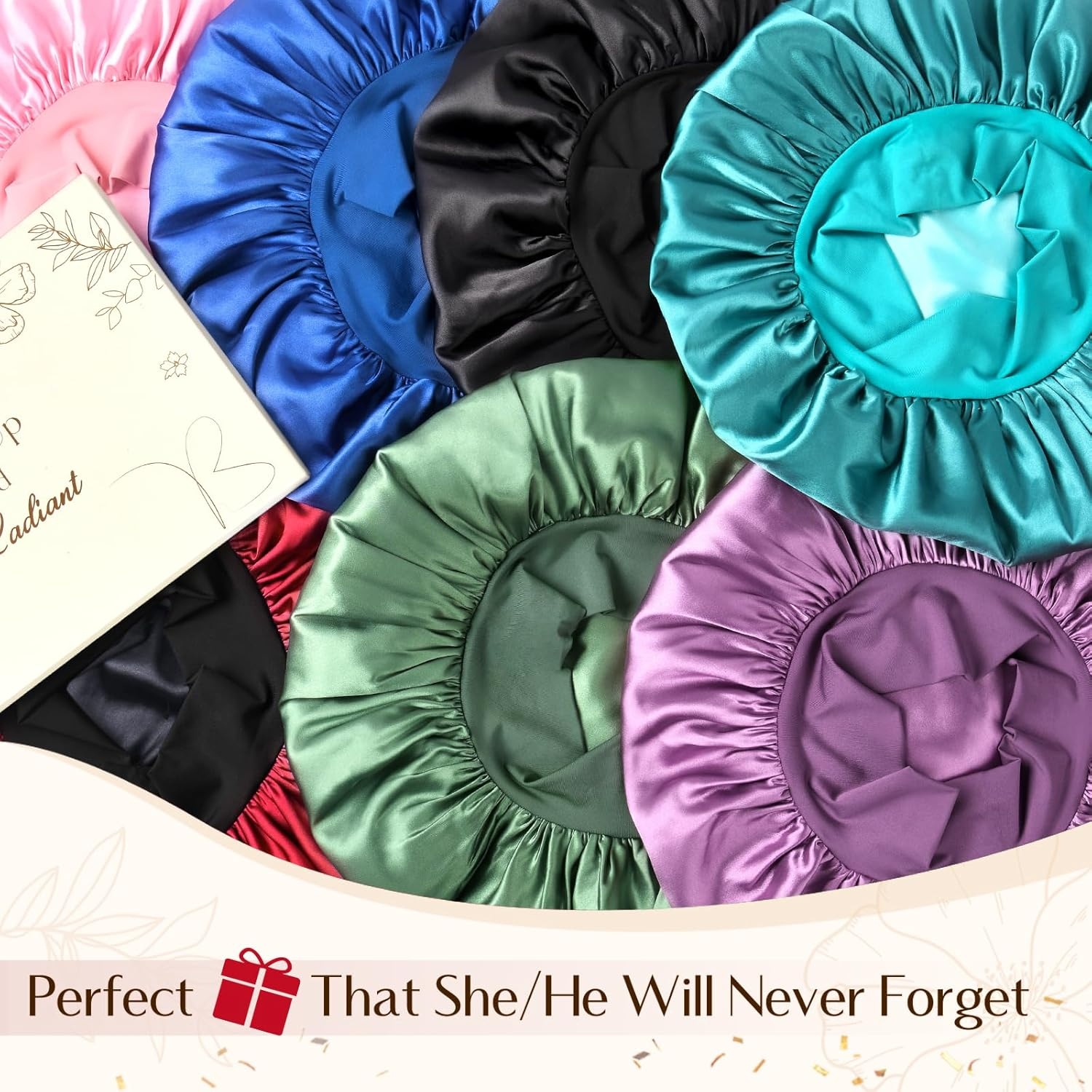 YANIBEST Women'S Satin Hair Bonnet for Sleeping, Curly, Natural, Long Hair, Adjustable One Size Green Beanie image number 5