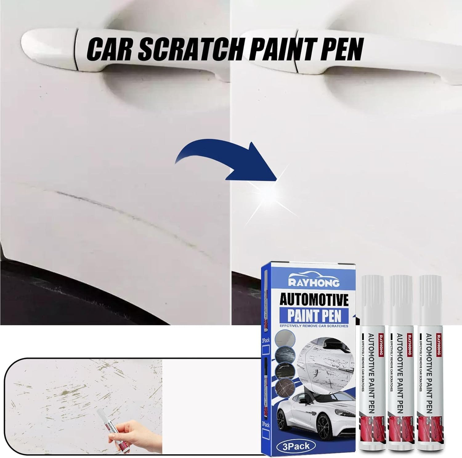 Car Scratch Remover Pen? - Durable Paint Pen,Vehicle Scratch Repair Pen Marker Paint Strop-Au image number 4