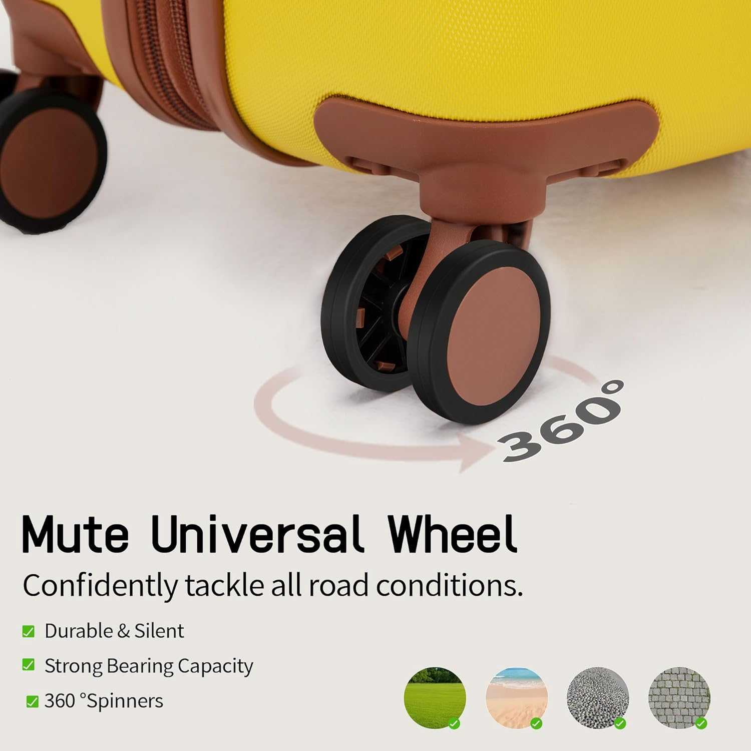 CONCEPTEN Expandable Luggage Sets 5 Piece, Hard Case Suitcase Set with Spinner Wheels,22X14X9 Airline Approved Carry On,Lightweight Durable Suitcase with TSA Lock, Yellow, Hardside Luggage With