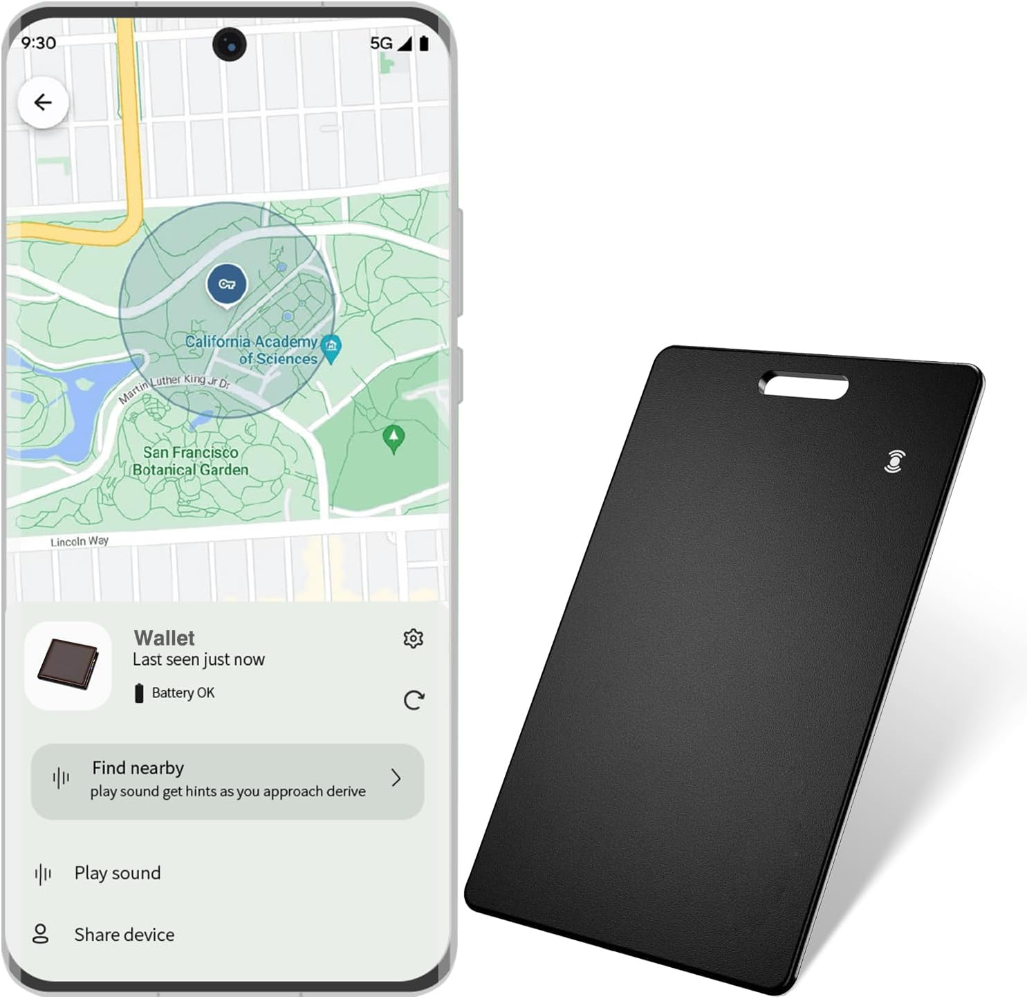 [2025 Android Card] Bluetooth Tracker Card for Android. Google Certified Wallet Finder/Item Locator Compatible with Google Find My Device App, Smart Tracking Card for Wallets, Keys, Backpack-Black image number 6