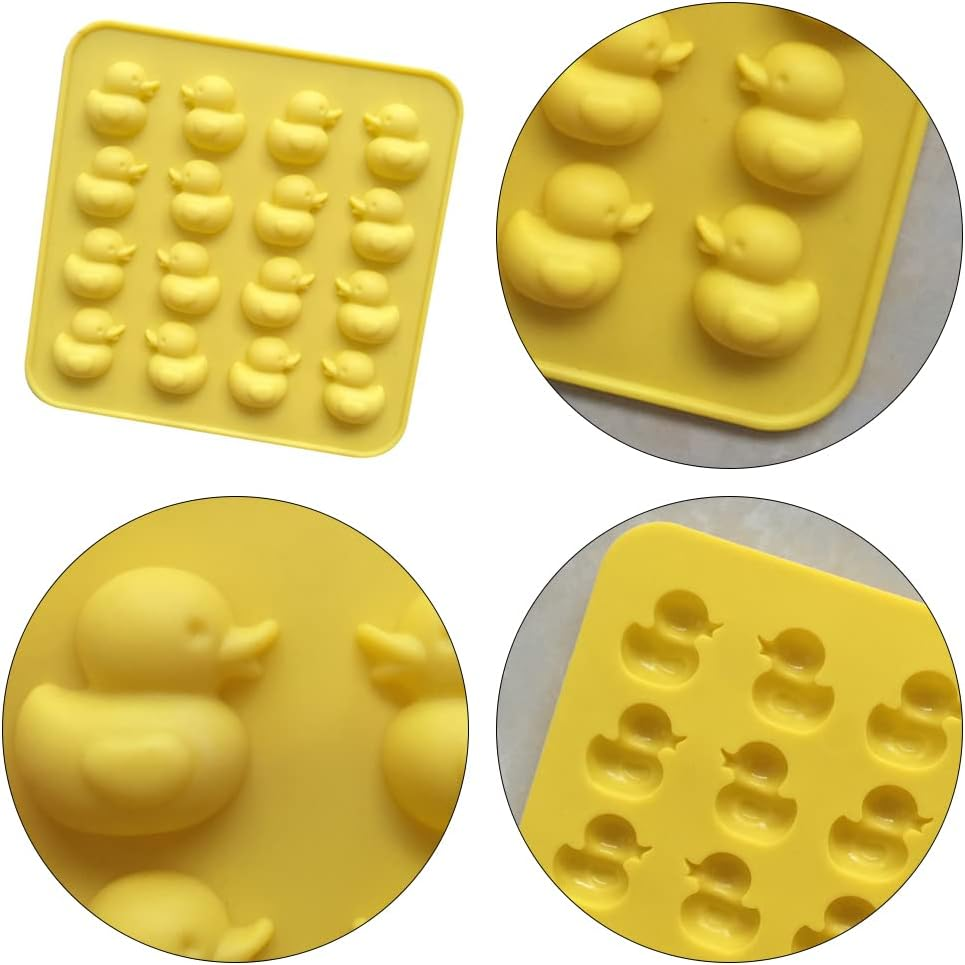 2 Pcs Duck Chocolate Silicone Mold - 16-Cavity Non-Stick Food Grade Silicone Molds for Ice Cube, Jelly, Fondant, Hard Candy