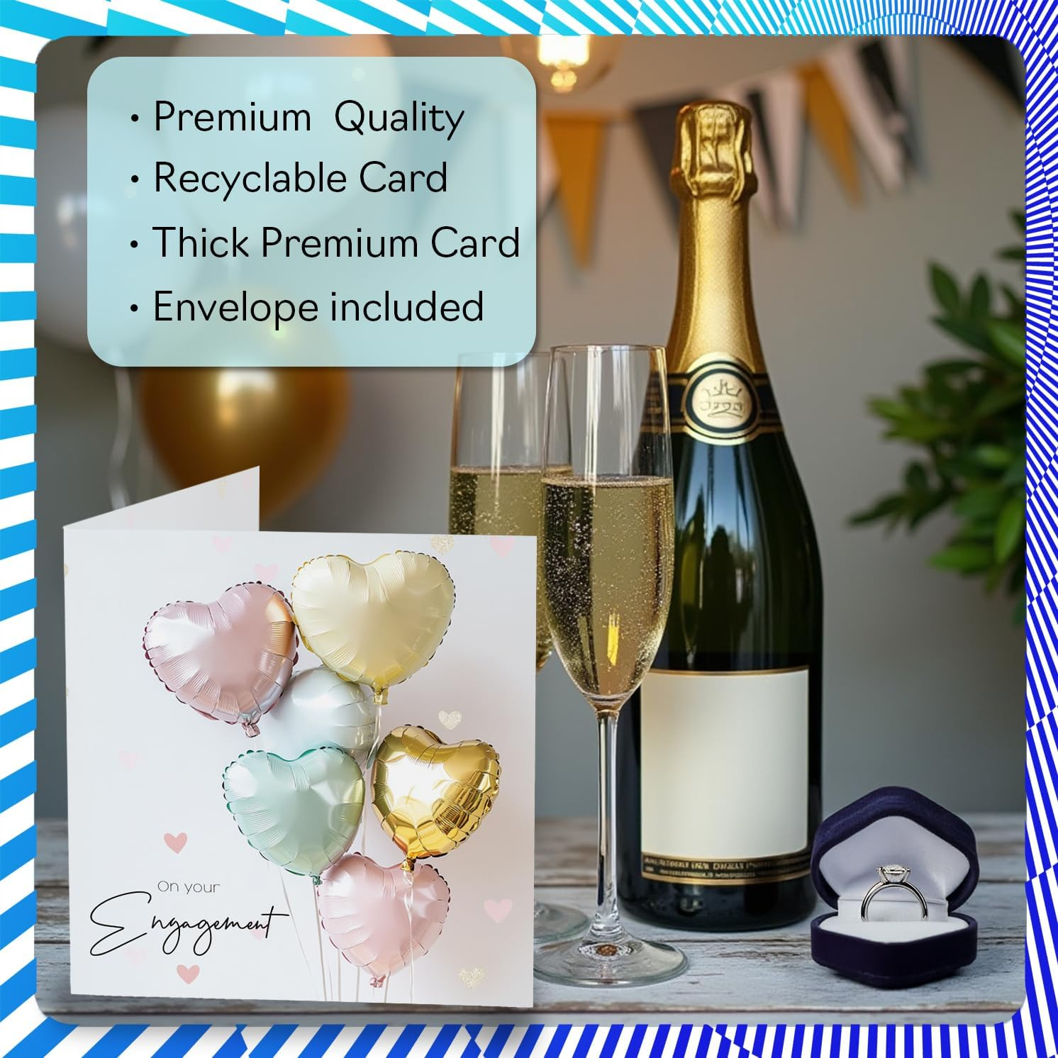 Engagement Card for Couples - Love Heart Balloons - Congratulations Gifts, Congrats Well Done Card for Friends Family Colleague Neighbour, 145Mm Happy Fiance Fiancee Greeting Cards image number 3