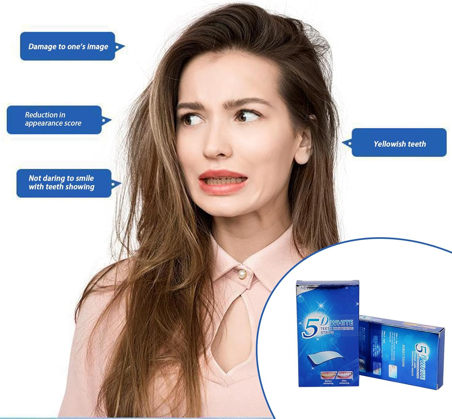 Teeth Whitening Strips 5D 14 Sets 28Pcs for Removing Smoking Coffee Stain Enamel Safe Non-Sensitive Whitening Kits for Home Use image number 6