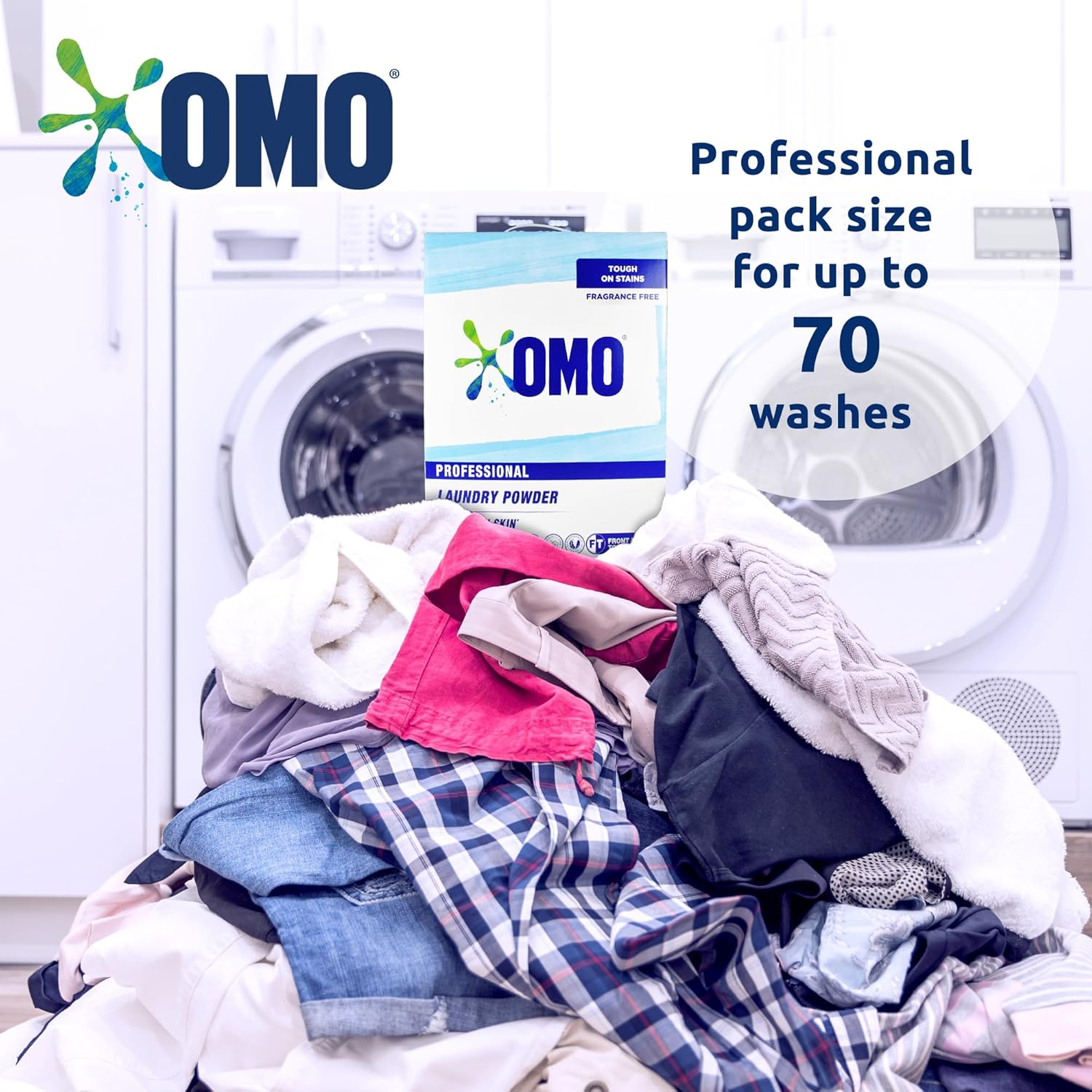 OMO Professional Laundry Powder Sensitive - 6Kg - Fragrance and Dye Free - Gentle on Skin, Tough on Stains - Contains Biodegradable Enzymes - Dermatologically Tested image number 3