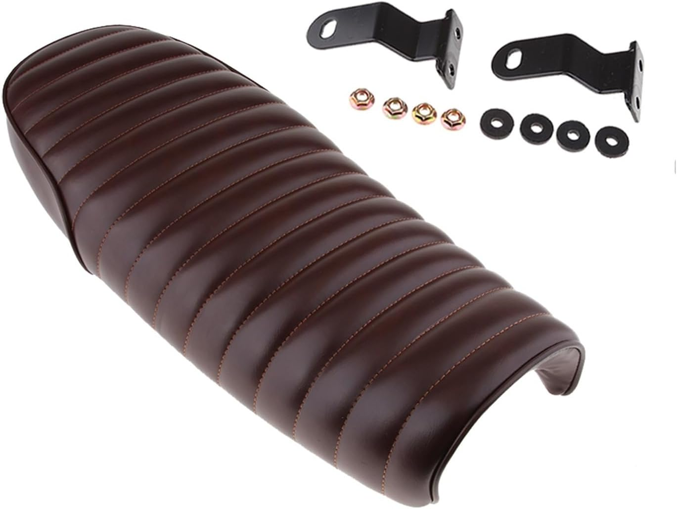 KANGYEBAIHUODIAN Fit for Motorcycle Dirt Bike ATV Seat Stripe Style Nonsilp Saddle Motorbike Cafe Racer Cushion Pad Seat - Vintage Brown image number 3