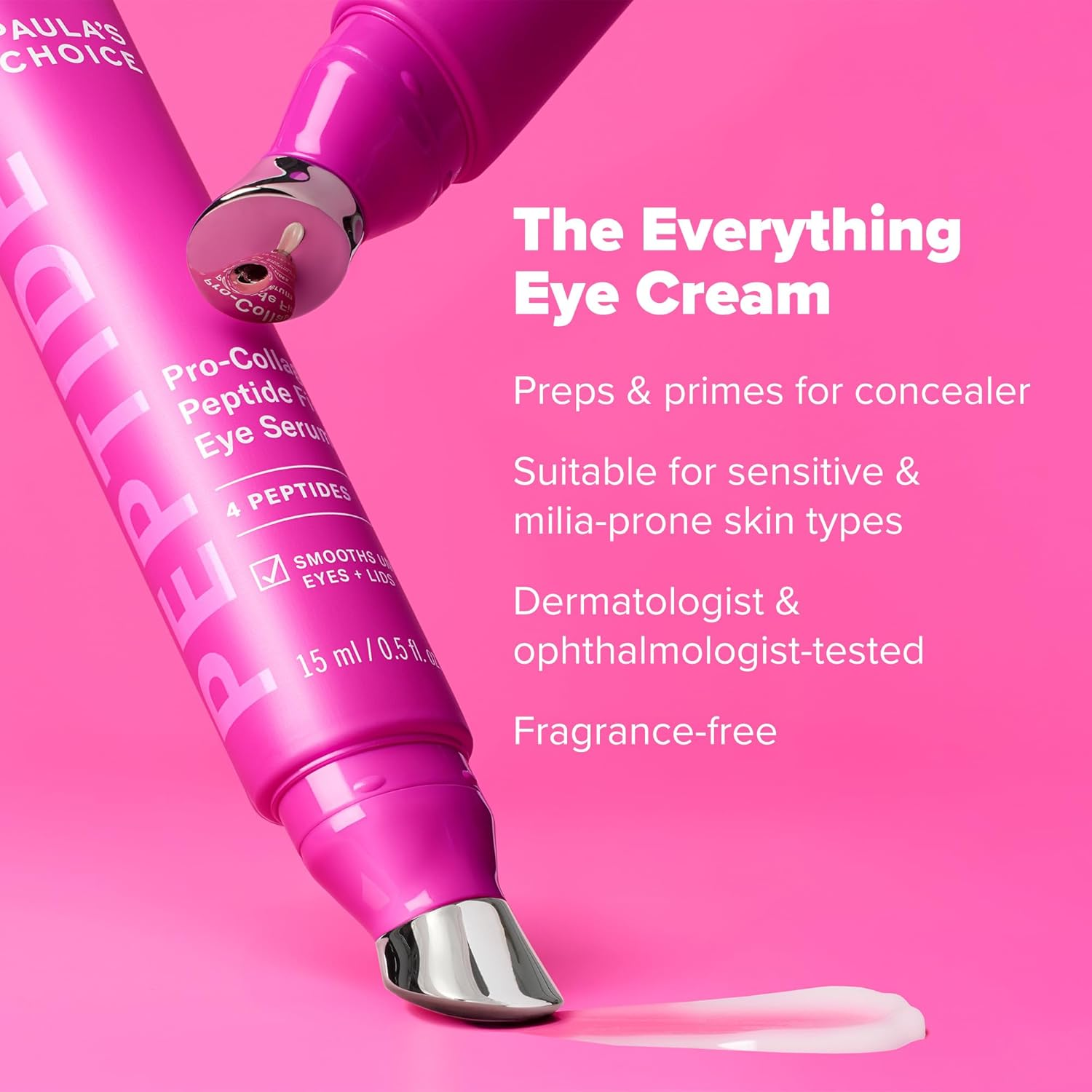 Paula'S Choice Pro-Collagen Peptide Serum, Firming Eye Serum, All-In-One Eye Hydrating Treatment, Cooling Applicator Targets Puffiness, Smooths Fine Lines & Crow'S Feet, Fragrance-Free, 15 Ml image number 6