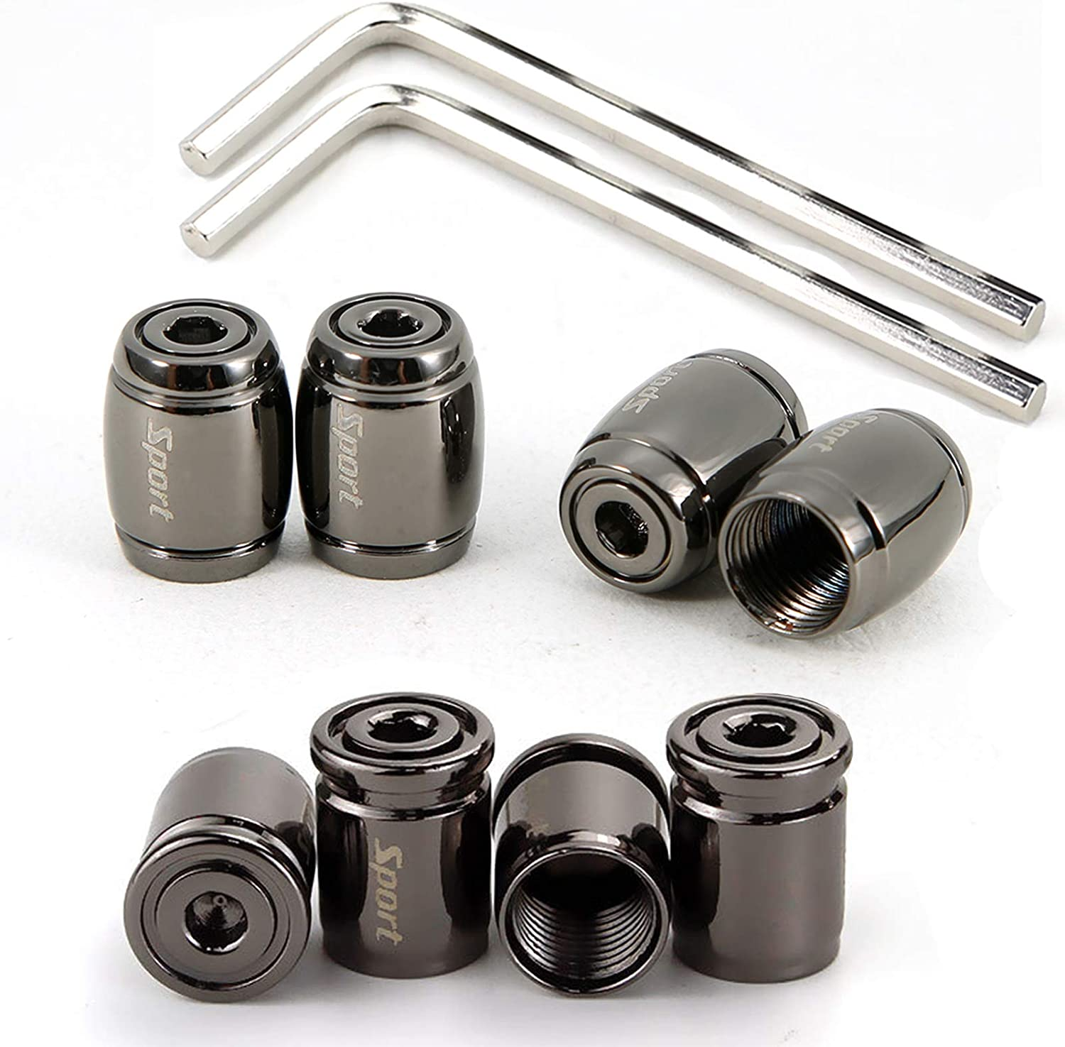 Dsycar 8 Pack Locking Tire Valve Stem Caps Auto Wheel Tyre Air Stems Cover with Rubber Seal, Anti-Theft Aluminum Valve Stem Caps Fits Cars, Motorcycles, Bicycles, Lock Tight Fit (8 Pack Bullet/Black)